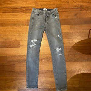 Paige High-Rise Skinny Ripped Gray Jeans 27